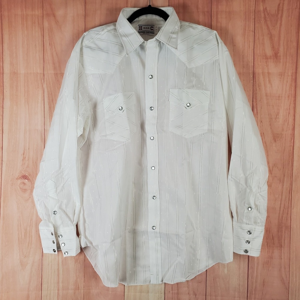 Vintage H BAR‎ C California Ranchwear Dress Shirt Mens 17.5 / 35 Striped Cotton
